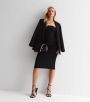 New Look Petite Black Bandeau Bodycon Midi Dress